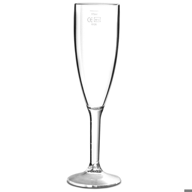 Elite Premium Polycarbonate Champagne Flutes 7oz LCE at 175ml