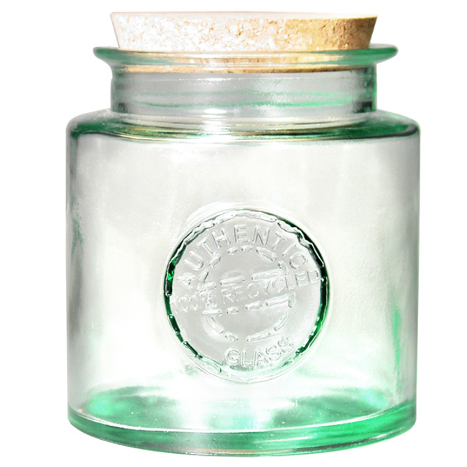 Authentic Recycled Glass Storage Jar with Cork Lid 52oz / 1.5ltr