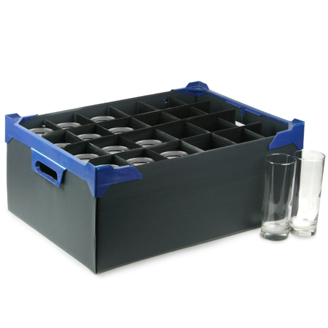 Stacking Half Pint and Hiball Glass Storage Boxes 24 Medium Compartment