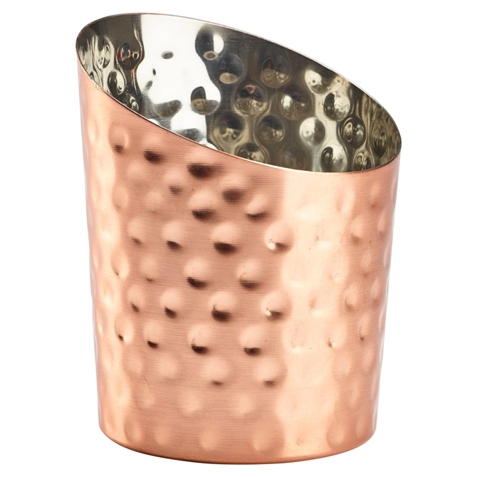 Angled Copper Plated Serving Cup Hammered 9.5cm